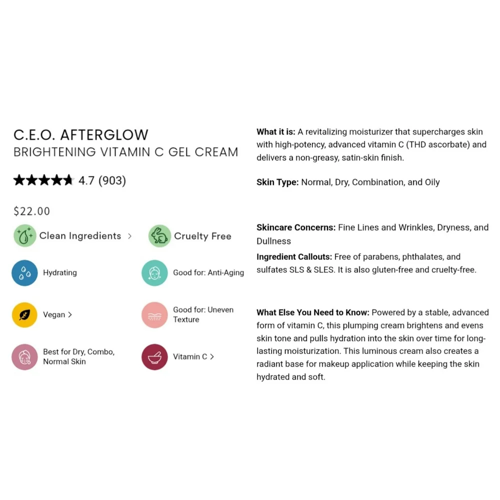 🎉2•$13/3•$18🎉 SUNDAY RILEY C.E.O. Afterglow Brightening Vitamin C Gel Cream